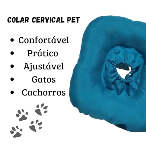 Colar de Tecido Almofadado para Animais Pós-Cirúrgicos, Pequeno Porte, Colar Elizabetano