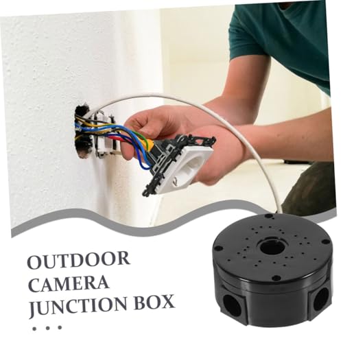 Caja para cables redonda Anneome de plástico negro para exterior con diseño moderno, 2 uds 3