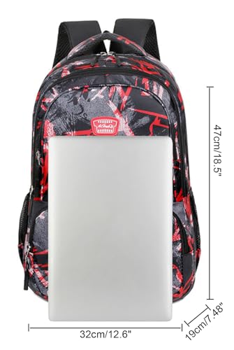 JiaYou Teens Girls Boys Middle School Backpack Unisex Camouflage Primary School Daypack(Red,28 Liters)2