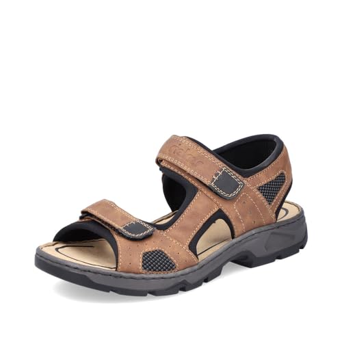 Rieker Herren Klassische Sandalen 26156, Männer Sandalen,Sandaletten,klettsandalen,bequem,Sommerschuhe,Freizeitschuhe,braun Kombi (25),43 EU / 9 UK