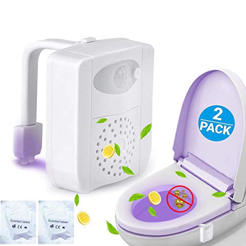 Toilet Light 2 Pack, Toilet Bowl Light Motion Sensor Bathroom Night Light Two Modes with 16 Colors Changing Toilet Nightlight for Bathroom Washroom, Gifts Idea for Kids Family Or Birthday Christmas Toilet Light 2 Pack, Toilet Bowl Light Motion Sensor Bathroom Night Light Two Modes with 16 Colors Changing Toilet Nightlight for Bathroom Washroom, Gifts Idea for Kids Family Or Birthday Christmas