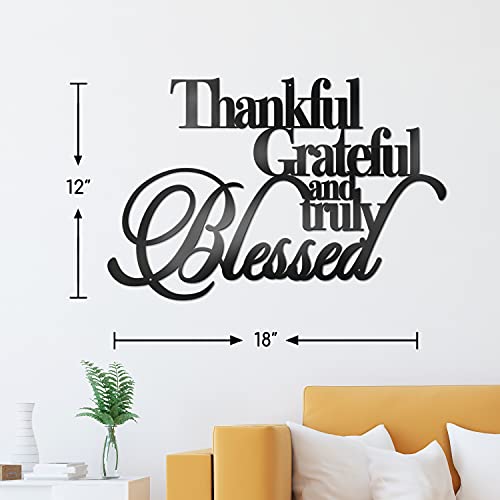 Vivegate Thankful Grateful Blessed Wall Decor – Home Thankful Iron Wall Decor Blessed Wall Signs For Home Decor Entry Way (Large - 18"X12") #TOP4