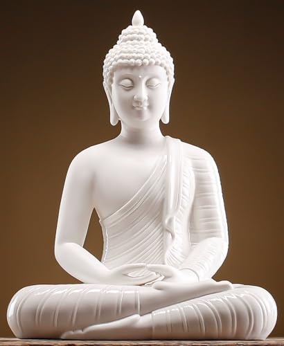 Estatua de Buda de cerámica blanca de 12 pulgadas para decoración miniatura 1