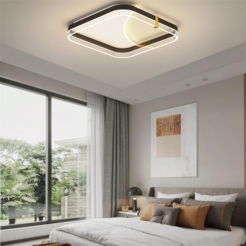 Plafonnier LED dimmable marron rond avec télécommande pour salon - 6