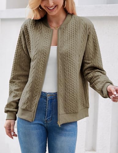 Image of WROLEM Zip Up Sweatshirts for Women Casual Outfits Cardigan Outerwear Trendy Winter Jackets Coat