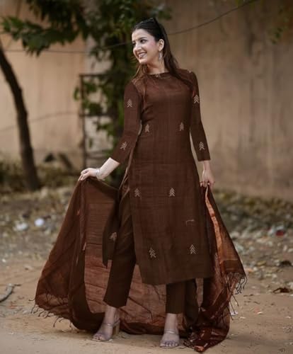 Image of Anni Designer Pure Cotton Maroon Kurta Pant Set with Dupatta for Women | 3 Piece Gold Hand Block Printed Suit Set | Cotton Kurta Set for Women | Festive Kurti Set