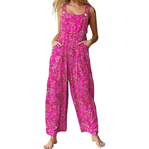 YESNO Women's Boho Floral Dungarees Cover