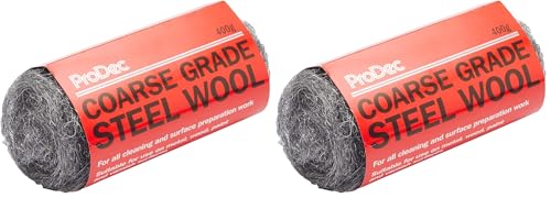 ProDec 400 g grobe Stahlwolle, zum Reinigen, Polieren und Oberflächenvorbereitung von Holz, Metall, Messing, Kupferrohren, ideal zum Entfernen von Farbe, Lack, Rost, hält Mäuse und Nagetiere fern