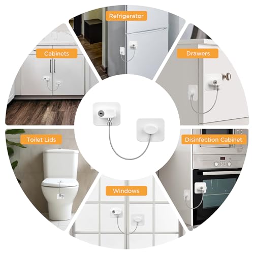 Miniatura 6 de Aiqinu 4 Piezas Cerradura Para Puerta De Frigorífico, Candado Frigorifico De Niños Con 4 Llaves, Seguridad Puertas Niños Para Frigorífico, Lavadora, Armario, Ventana 4pcs