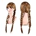 Anogol Free Hair Cap+Brown Wig for Princess Long Braided Wig Cosplay Wig for Kids