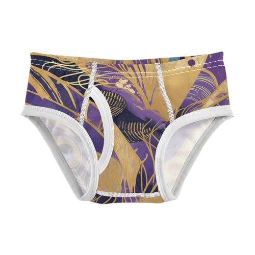 Gold Peacock Feather Violet Baby Boys Comfort Kids Underwear Breathable Undies