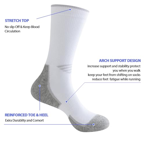 JOYNÉE 5/10 Pairs Mens Lightweight Athletic Crew Socks Cushioned Breathable Long Socks for Sports Running2