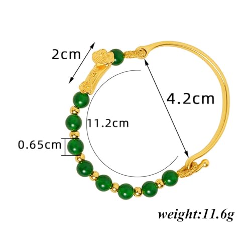 Image of Fashion 18K Gold Plated Lucky Wish Arm Band Cuff Bracelet Faux Jade Stone Bracelet