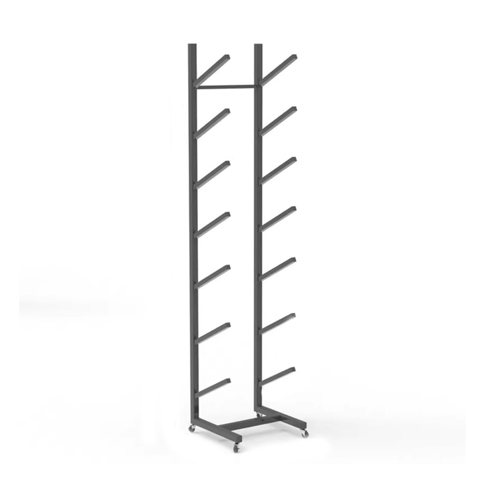 CGCSYZ Skateboard Rack Floor Stand with Wheels,Skateboard Organizer,Snowboard Storage Rack Free Standing,Skateboard Display Stand for Skis/Skateboards/Scooter (7 tier)
