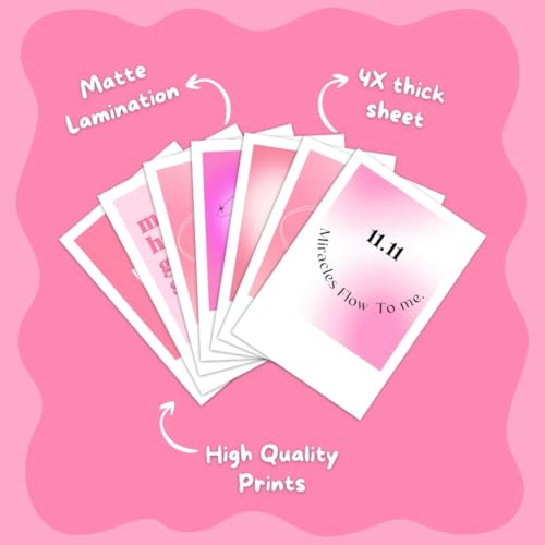 Image of Manifestation Cards (Set of 15) Positive Affirmation Cards Posters (8 x 6 cm) | Vision board Supplies | Feel Good for Wall, Bedroom, Living room | Pink girly aesthetic Posters | Poster for Phone Accessories (C 033)