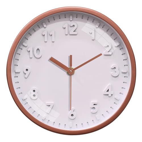 Amazon Brand - Solimo 8 Inch Plastic Wall Clock with Embossed Numbers (Copper & White, Quartz Movement) (B0CRVR4B2T) Amazon Price History, Amazon Price Tracker
