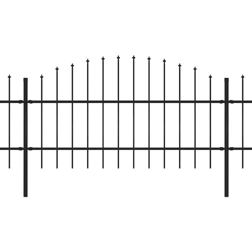 Heavy Duty Garden Fence with Spear Top Steel 359x100 cm Black, 3.4m Security Boundary Barrier for Outdoor Property, 2 Panels & 3 Posts Included, Easy Assembly