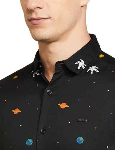 Image of The Indian Garage Co Men Slim Fit Abstract Printed Full Sleeves Spread Collar Casual Shirt