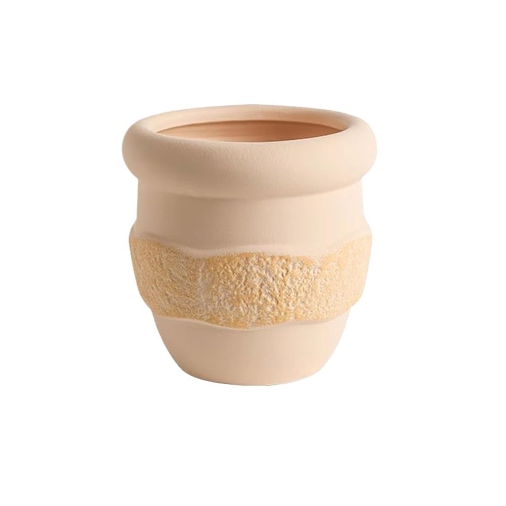 Pq7hKv2wD Indoor Plant Pots Yellow Round Plant Pot Ceramic Flower Pots, with Drainage Holes and Saucers Tray Small Planters, for Balcony Living Room Bedroom Windowsill Garden Planters