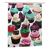 WOPQS Delicious Cupcakes Duschvorhang, 152,4 x 182,9 cm, Badezimmerzubehör, Alltagsgebrauch, Gr&lagen für Zuhause
