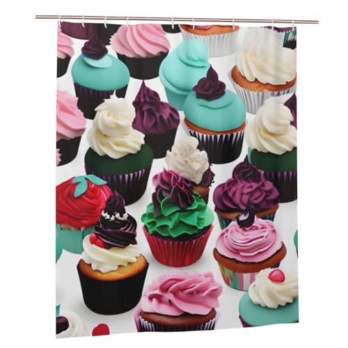 WOPQS Delicious Cupcakes Duschvorhang, 152,4 x 182,9 cm, Badezimmerzubehör, Alltagsgebrauch, Gr&lagen für Zuhause
