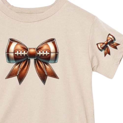 Football Game Day Bow Little Girls Tee2