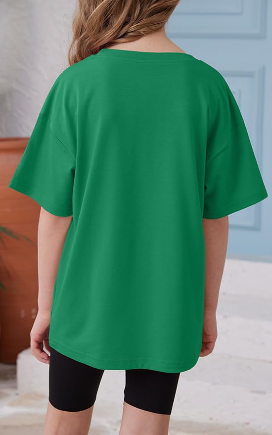 Image of ZDC Girls Short Sleeve T Shirts Kids Summer Oversized Tops Trendy Crewneck Basic Tees 5-14 Years
