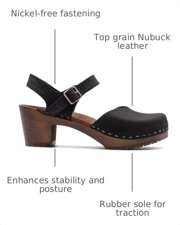 Image of Sandgrens Handmade Swedish Wood Clogs for Women, High Heel Sandal | Victoria
