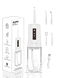 iHealthia-Water-Flosser-Teeth-Cleaner, Rechargeable - Waterproof, Portable Cordless Dental Oral Irrigator, Water flossers for Teeth, 3 Modes 4 Nozzles, for Home&Travel