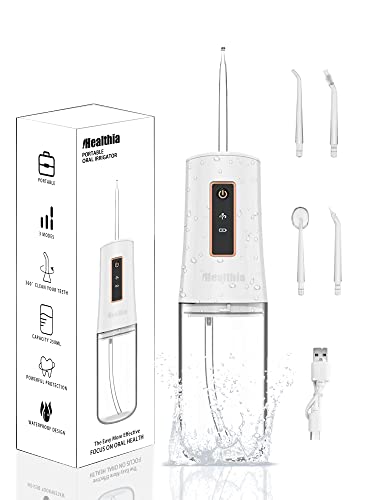 IHealthia-Water-Flosser-牙齿清洁剂,可充电 - 防水便携式无绳牙科口腔冲洗器,牙齿水牙线,3 种模式 4 种喷嘴,适用于家庭和旅行