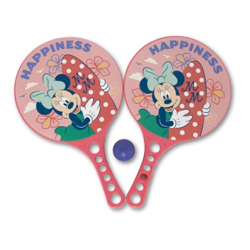 PICOBOX Minnie Mouse Set de Palas Playa y Pelota para Niños, 2 Palas 21,5x35 cm y Pelota 4 cm, Juego Infantil de Exterior para Playa, Piscina y Aire Libre, Regalo Verano