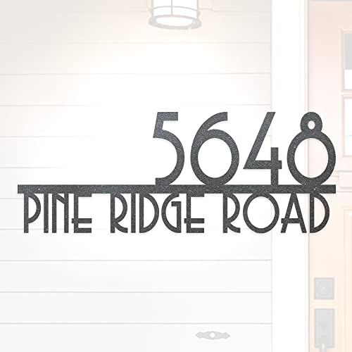 Personalized Metal House Number Sign With Street Name Sign | Mid Century Modern Font | Art Deco Address Numbers And Street Name | Handmade Metal Address Sign | Custom Address Plaque #TOP6