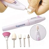 El set de manicura eléctrica se alimenta con un cable eléctrico de 2 baterías AA (no incluidas). Mantenga fuerte su fuerza evite dañar su piel cuando corte la uña. El taladro es reemplazable y, por favor, introduzca el taladro en la máquina de esmalte de uñas en caso de que salga el taladro.