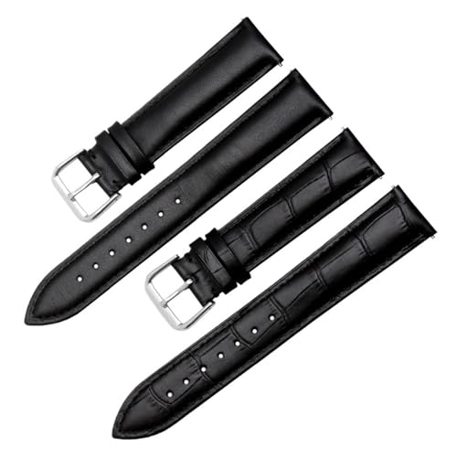 Bracelet interchangeable en cuir de vachette noir 20mm avec barrettes flash intégrées - 6
