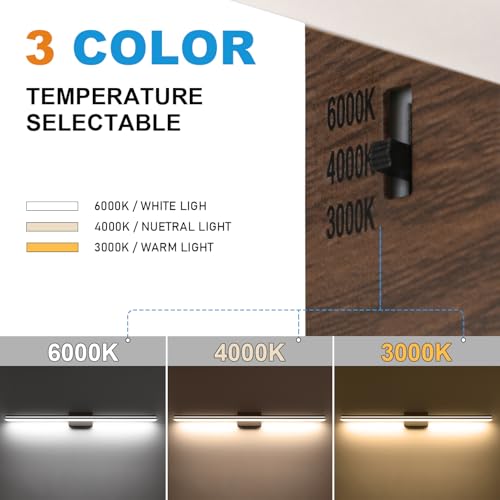 Image of SineRise LED Modern Bathroom Vanity Light Fixtures (48-Inch, 3000K /4000K /6000K, Dimmable), Brown Wood Painted Modern Acrylic Bathroom Wall Lighting Fixtures Over Mirror