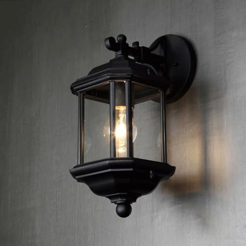 Applique murale d'extérieur lanterne luminaire de porche escaliers et jardin en verre clair