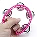 Cheerock 2-Pack Plastic Percussion Handheld Tambourines with 4 Jingle Bells, Pink Mini Rhythm Instruments for Practice, Rehearsal and Performance