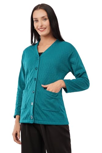 Image of Women's Warm Woolen Cardigan - Stylish Full Sleeve Knitwear for Winter, Cozy & Elegant Sweater with Front Pocket Plus Size Also Available L to 4XL