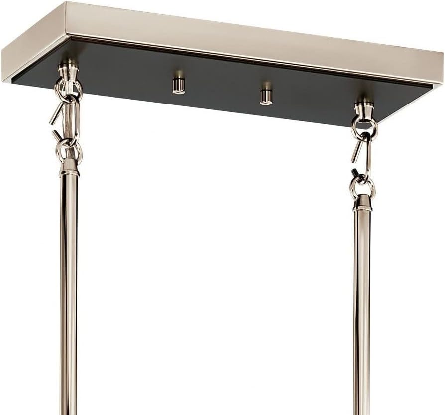 Kichler Eastmont 5 Light Linear Chandelier with Clear Glass in Polished Nickel and Walnut Wood, 19.00x50.00x8.00