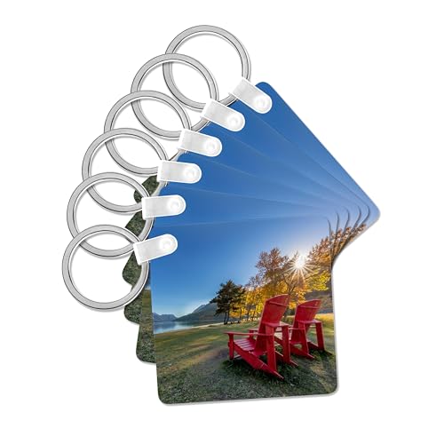 3dRose, Red Adirondack chairs along a Lake, Waterton Lakes NP,