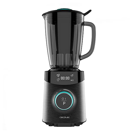 Cecotec Batidora de vaso Power Black Titanium 1800 Advance. 1800 W, Acero inoxidable, Cuchilla de 8 hojas con Recubrimiento de Titanio Negro y jarra de vidrio Fundido con 1,8 L