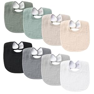Konssy Muslin Baby Bibs 8 Pack Baby...