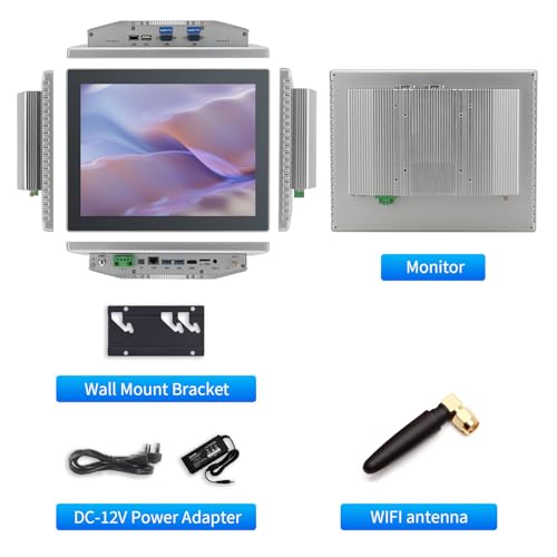 Image of 12.1 inch Touchscreen Monitor,Ratio 4:3 Wall Mounted Industrial Touch Screen Tablet with HD-MI Out,WiFi & BT,Build-in Speakers & VESA,Android 14 RAM 8G & ROM 128G Suitable for POS,Kitchen