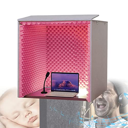 Paneles Acústicos de Espuma, Cabina Portátil Aislante de Sonido 80x80x80CM, Cabina de Grabación para Estudio en Casa, Difusor de Punta Wedge 25 de 50cm con Luz LED USB, Difusor de Aislamiento | Absorción y Barrera de Ruido (Rojo) miniatura 1