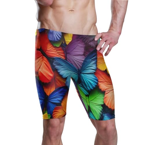 UMIRIKO Color Butterfly Men's Swim Jammers Racing & Training Swimsuit Fast, Flexible,Comfortable XXXL B0401525, 3X-Large