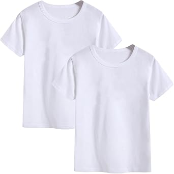 2-Pack Kids Cotton T-Shirts Short Sleeve Basic Tops for Toddlers Boys and Girls