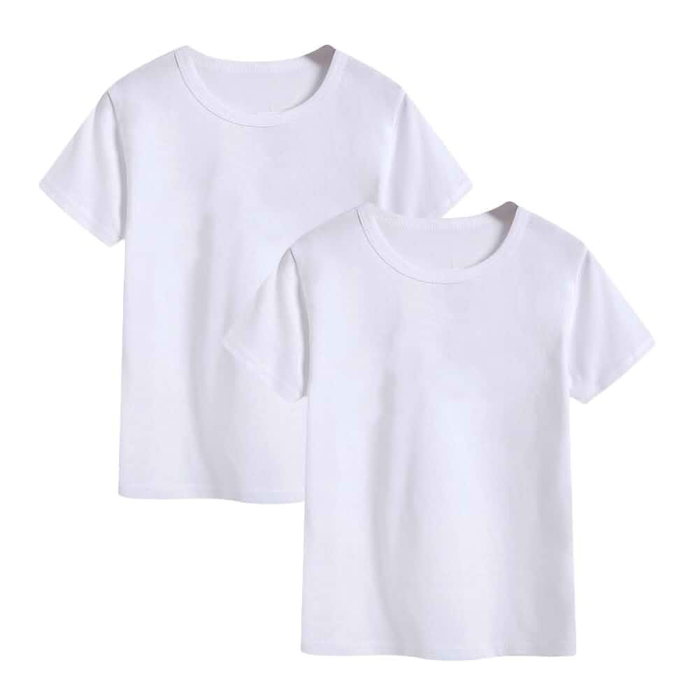 2-Pack Kids Cotton T-Shirts Short Sleeve Basic Tops for Toddlers Boys Girls