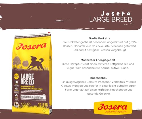 Josera - Hundefutter - Josera Large Breed - Trockenfutter 12,5 KG - Hundefutter für große Rassen mit Lachs + Goodie Hai