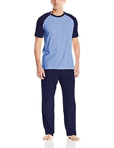 Hanes-Mens-Adult-X-Temp-Short-Sleeve-Cotton-Raglan-Shirt-and-Pants-Pajamas-Pjs-Sleepwear-Lounge-Set