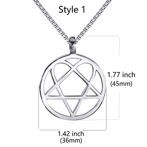 Mens Womens Stainless Steel Pendant Necklace Heartagram Star Heart Him Chain Vintage Jewelry2
